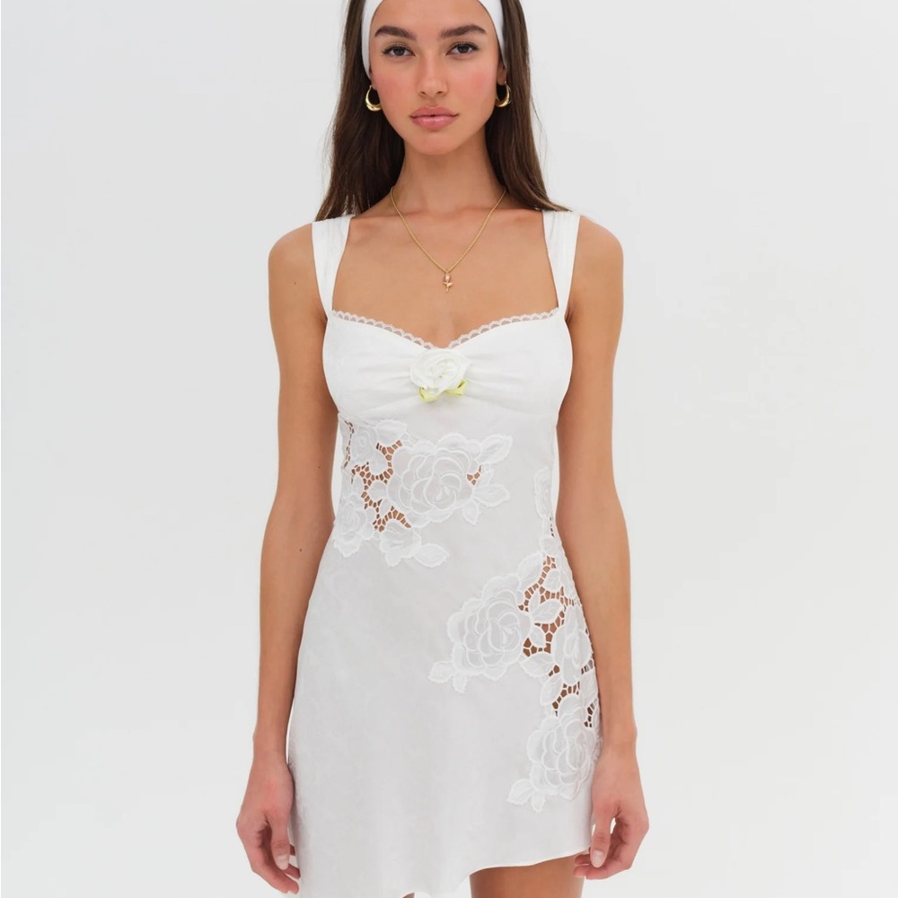 For Love & Lemons Claudia White Lace Floral Mini Dress